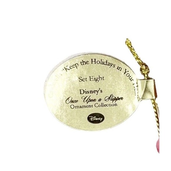 Disney Bradford Once Upon A Slipper Ornaments Set Cinderella & Jasmine Shoe - Picture 13 of 14